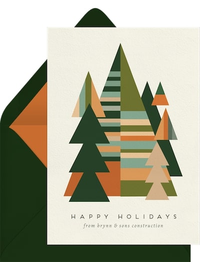 Business happy holidays message: Mod Trees Card
