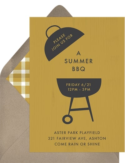 Summer theme party ideas for adults: Modern Grill Invitation
