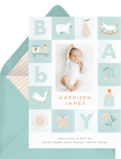 Baby announcement template: Modern Quilt Announcement