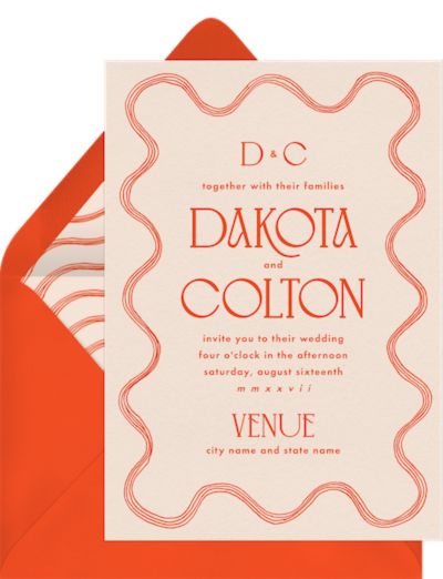 Western wedding invitations: Modern Squiggle Invitation