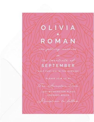 Wedding invitation text message: Modern Tendrils Invitation