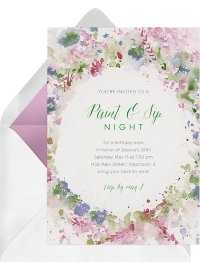 65th birthday ideas: Modern Watercolor Wreath Invitation