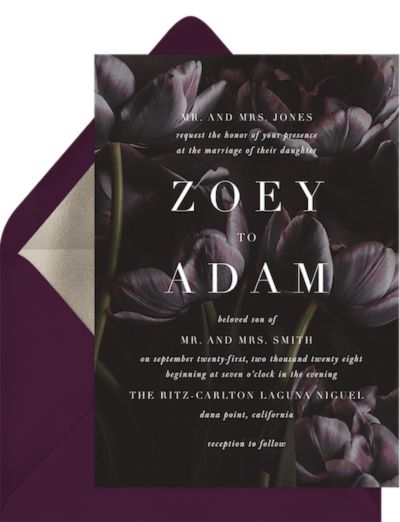 Gothic wedding invitations: Moody Tulips Invitation