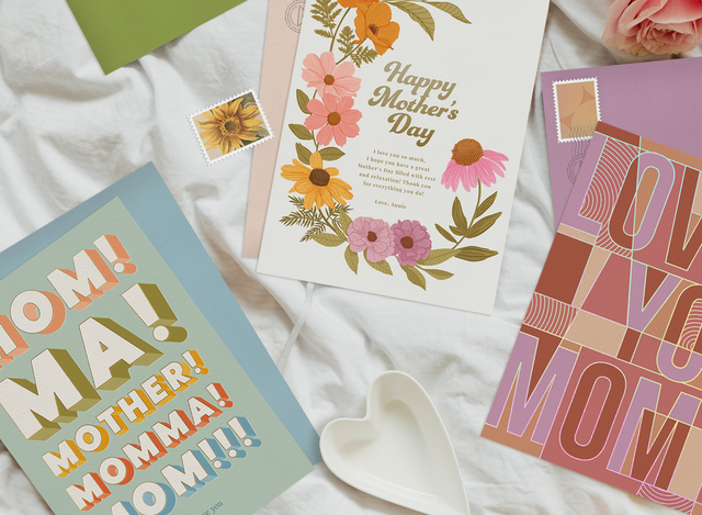 Mother's Day card ideas flat-lay