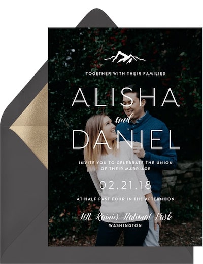 Eloping ideas: Mountain Nuptials Invitation