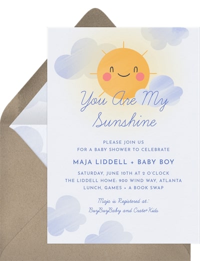 Here comes the son baby shower invites: My Sunshine Invitation