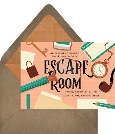 Halloween themes for work: Mystery Escape Room Invitation