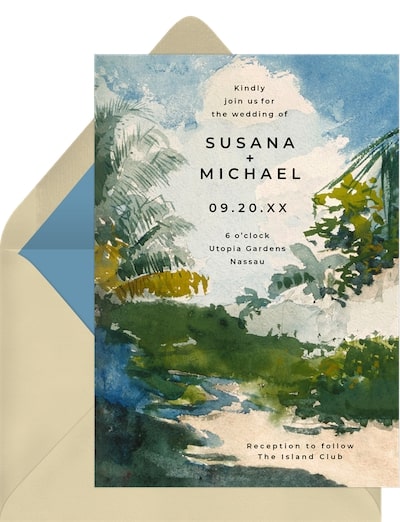Tropical wedding: Nassau Garden Invitation