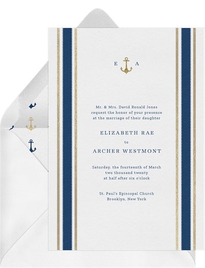 Wedding theme ideas: Nautical Stripes Invitation