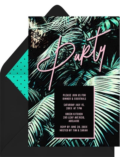 Beach birthday party: Neon Tropics Invitation