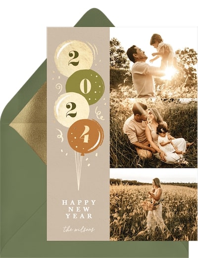 New Year Balloons Card