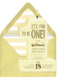 Number One Candle Invitation