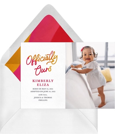 Adoption announcements: Officially Ours Announcement