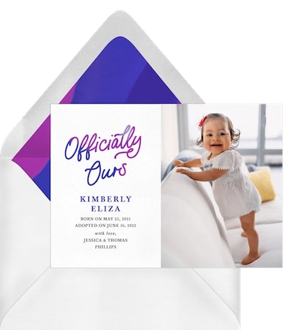 Adoption party ideas: Officially Ours Announcement