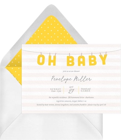 Oh Baby Clothesline Invitation