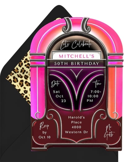 Dinner theme ideas: Old Fashioned Jukebox Invitation