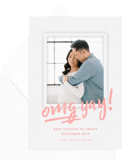 Digital pregnancy announcement: Omg Yay! Announcement