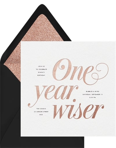 One Year Wiser Invitation