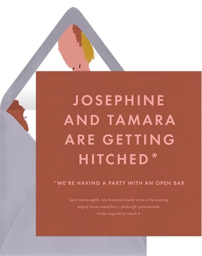 Elopement invitations: Open Bar Invitation