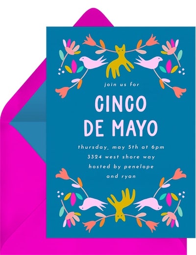 Cat birthday invitations: Otomi Inspired Invitation