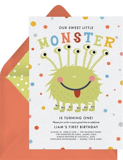 First birthday themes: Our Little Monster Invitation
