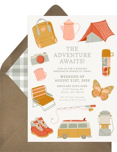 Butterfly invitations: Outdoors Adventure Invitation