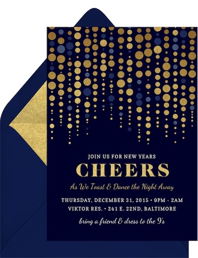 New years invitations: Paillette Curtain Invitation