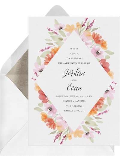 Traditional wedding gifts: Painted Blooms Invitation