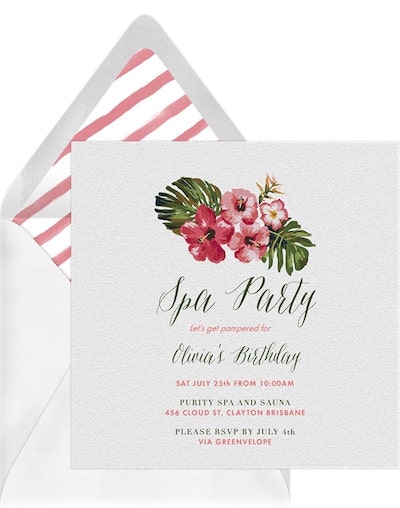 22nd birthday ideas: Painted Hibiscus Invitation