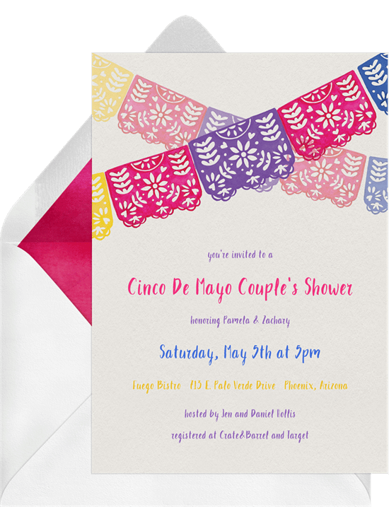 Taco party ideas: Papel Picado Banner Invitation