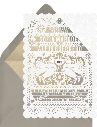 Wedding theme ideas: Papel Picado Neutrals Invitation