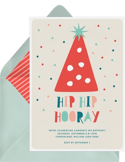 70th birthday invitations: Party Hat Invitation
