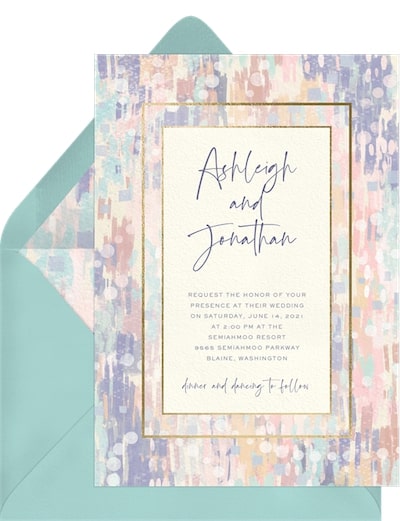 Wedding themes for summer: Pastel Brushstrokes Invitation