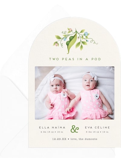 Birth announcement ideas: Pea Pod Birth Announcement