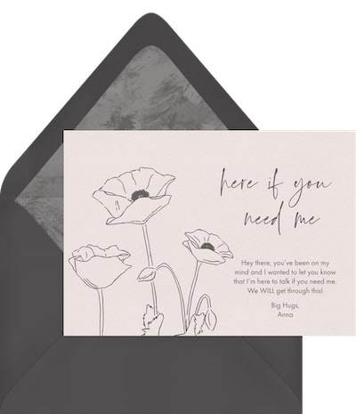 Words of comfort for a friend: Peaceful Poppies Card