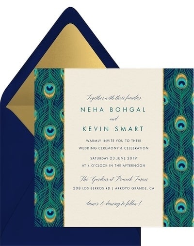 Peacock Frame Invitation