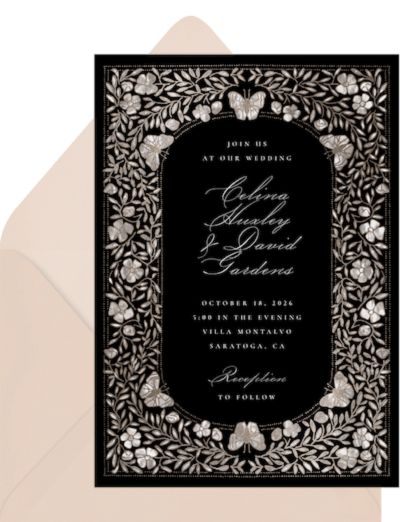 Black and white wedding invitations: Pearl Inlay Invitation