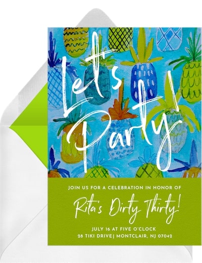 Peppy Pineapple Party Invitation