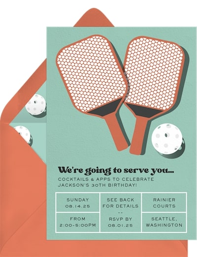 75th birthday ideas: Pickleball Court Invitation