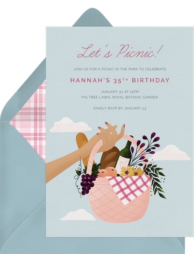 Summer birthday party ideas: Picnic Basket Invitation