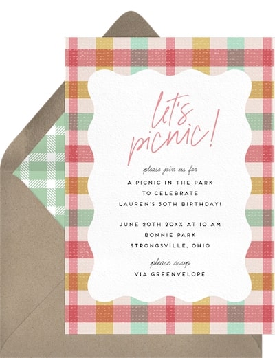 Plaid Picnic Blanket Invitation