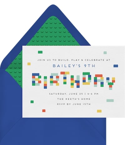 5th birthday party ideas boy: Playful Blocks Invitation