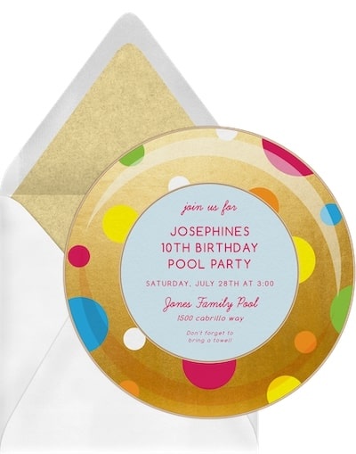 13th birthday party ideas: Polka Dot Inner Tube Invitation