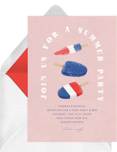 Summer theme party ideas for adults: Pop on Over Invitation