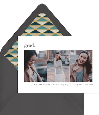Graduation announcement cards: Portrait Triptych Announcement
