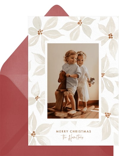 Watercolor Christmas cards: Pretty Watercolor Poinsettias Card