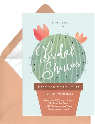 Bridal shower favor ideas: Prickly Cactus Invitation