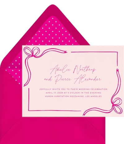 2025 wedding invitation trends: Prim Bow Invitation