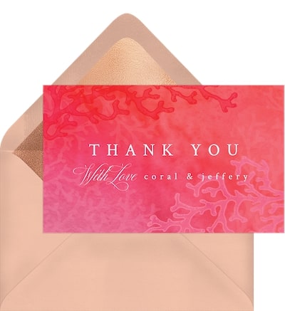 Quintessential Coral Thank You Note