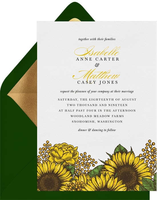 Rustic wedding ideas: Radiant Sunflowers Invitation